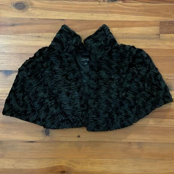 Tahari Black Faux Fur Capelet Womens Size Extra Large Special Occasion Formal - Picture 3 of 13